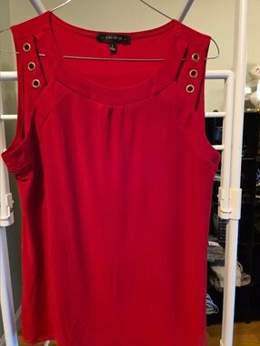 Womens Red Sleeveless Top Blouse